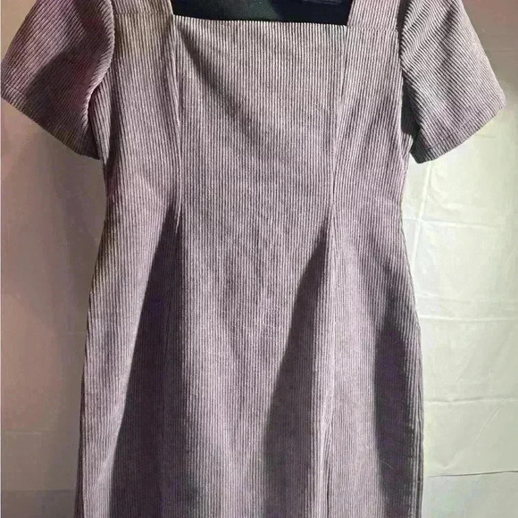 Wight Elephant -Glamorous Dress, Purple Corduroy Mini Dress w/ full front zipper - Picture 2 of 4
